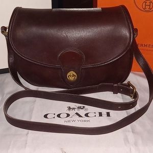 Vintage COACH Prairie 9954 Mahogany Brown Leather Crossbody Bag.